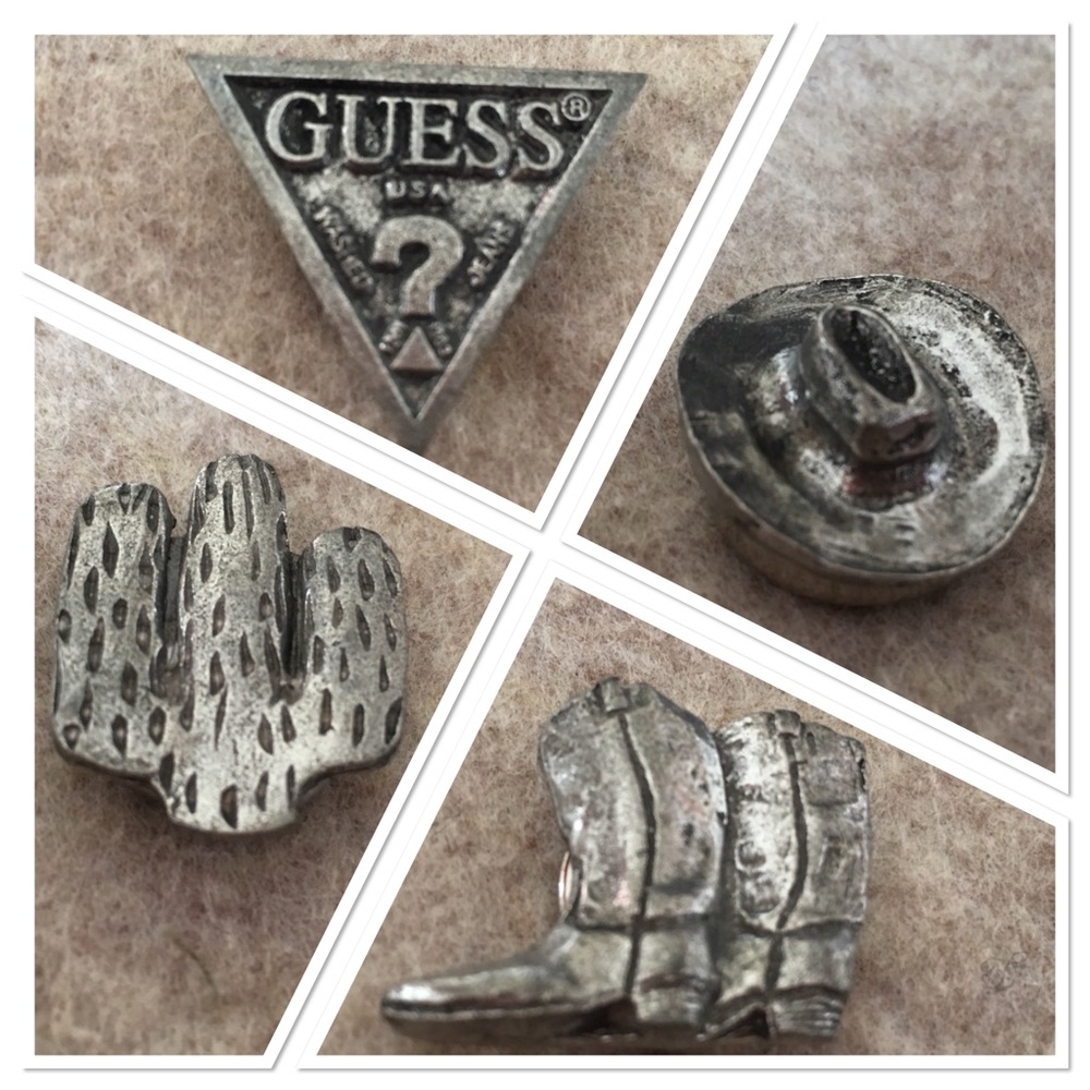 Unique vintage GUESS button clips